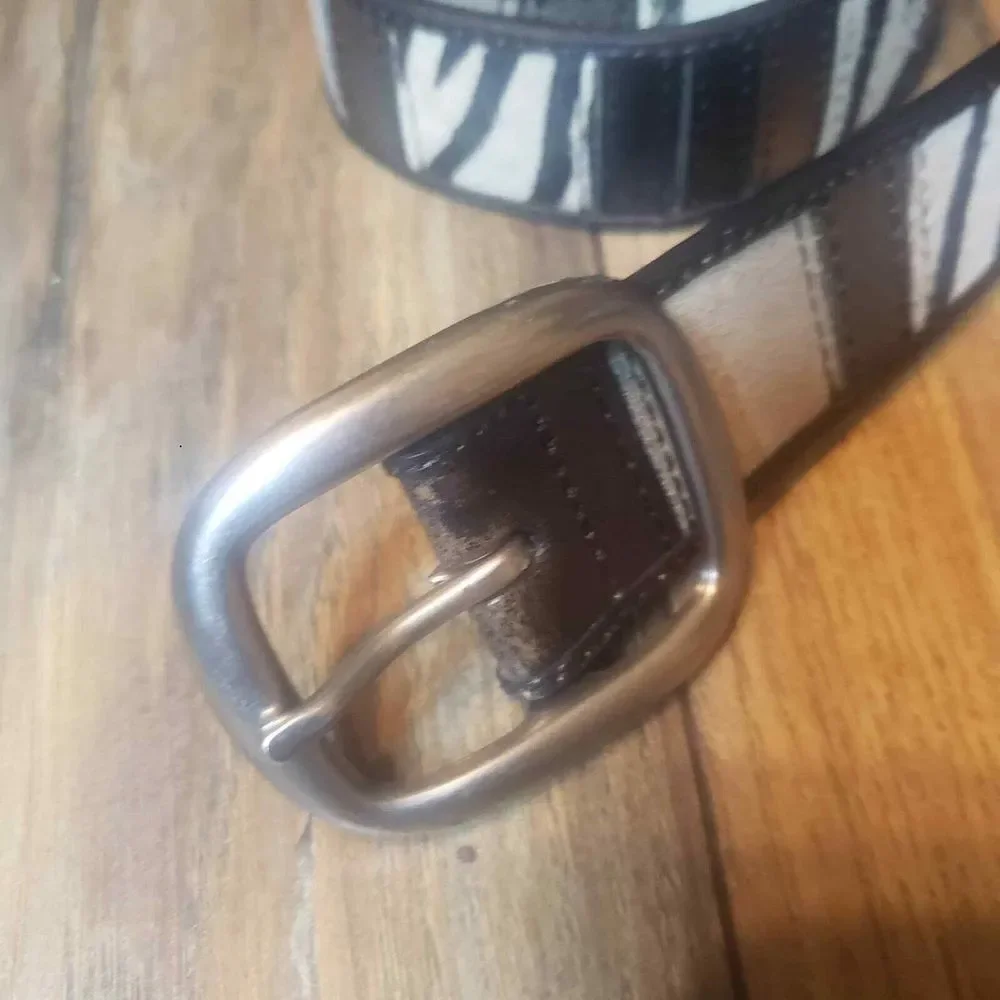FOSSIL‎ womans genuine leather multi texture calf hair eclectic belt 33